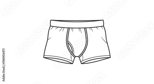 Minimalist vector outline of classic men's boxer briefs for fashion and apparel concepts
