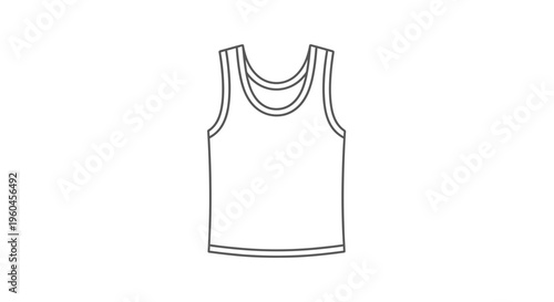 Minimalist monochrome line art depiction of a versatile sleeveless top icon element graphic