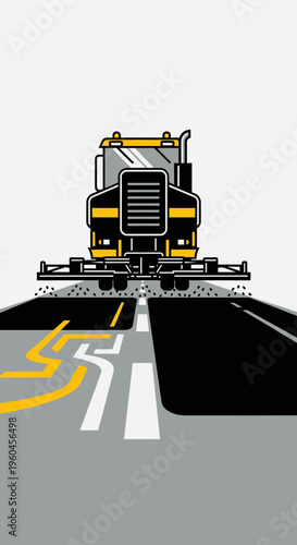 Road Line Marking Machine Applying Fresh Paint Creating New Street Boundaries For Traffic Flow