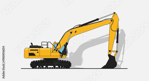 Striking Yellow Excavator Machine Ready For Industrial Work