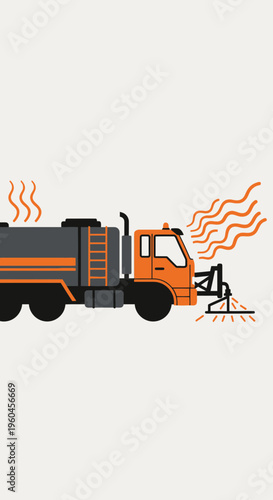 Urban Street Sweeper Vehicle Performing Road Cleaning Operations