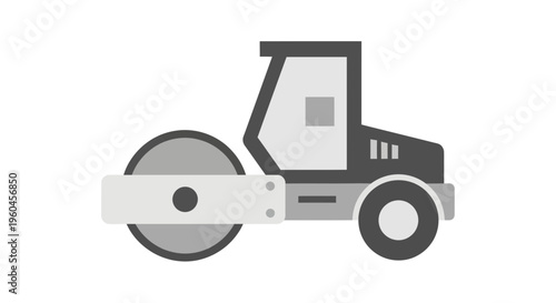 Stylized Road Roller Icon Construction Vehicle Vector Graphic Minimalist