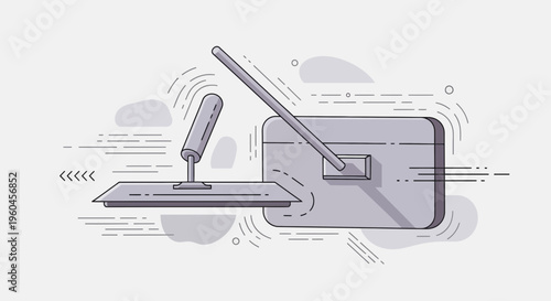 Stylized Representation Of A Vacuum Cleaner And A Mop For Cleaning Services