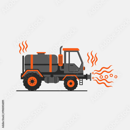 Vector Illustration Of A Specialized Water Truck Performing Its Task
