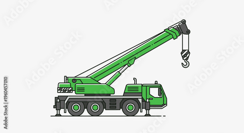 Versatile Green Mobile Crane Lifting Heavy Loads Concept