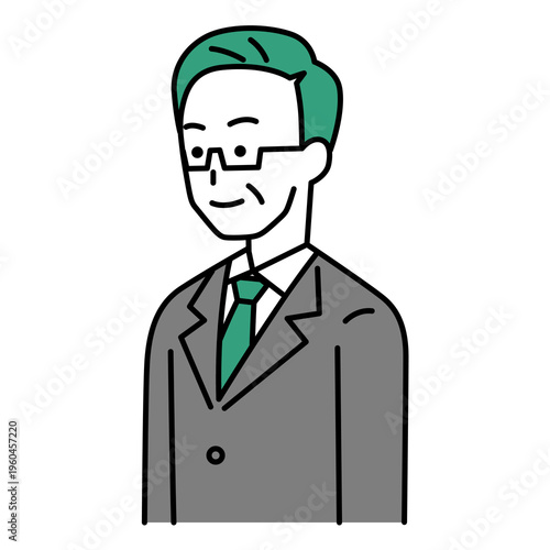 まっすぐ前を向いている中年のスーツの男性