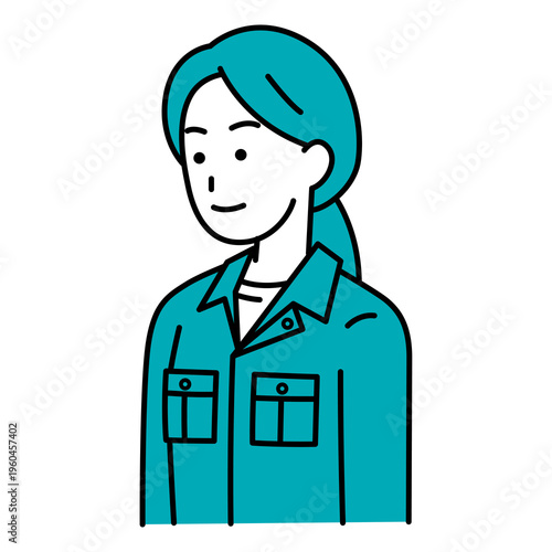 まっすぐ前を向いている作業員の女性