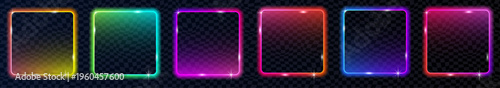 Modern rectangles, pills and labels with neon light. Neon call to action elements for web, mobile apps and banners.