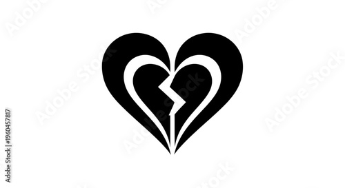 Broken Heart Symbol, Sadness, Grief, Love Loss, Emotional Pain, Graphic Icon