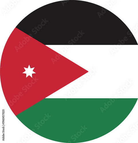 Free Download Jordan national flag circular icon isolated on white background for patriotic design and web graphics - GFXLoad
