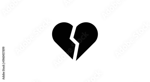 Broken Heart Icon on White Background - Symbol of Sadness, Loss, and Heartbreak