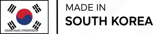 Made in South Korea Label with National Flag Icon for Product Packaging and Branding Design