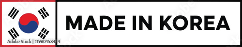 Made In Korea Label With South Korean National Flag Isolated On White Background Product Tag