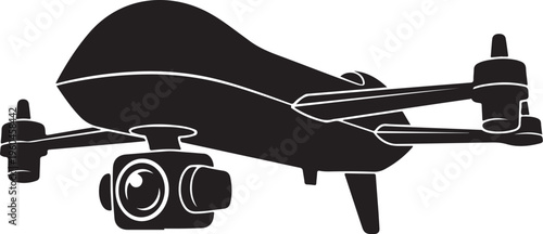 Black drone icon, drone silhouette, aerial vehicle, quadcopter symbol