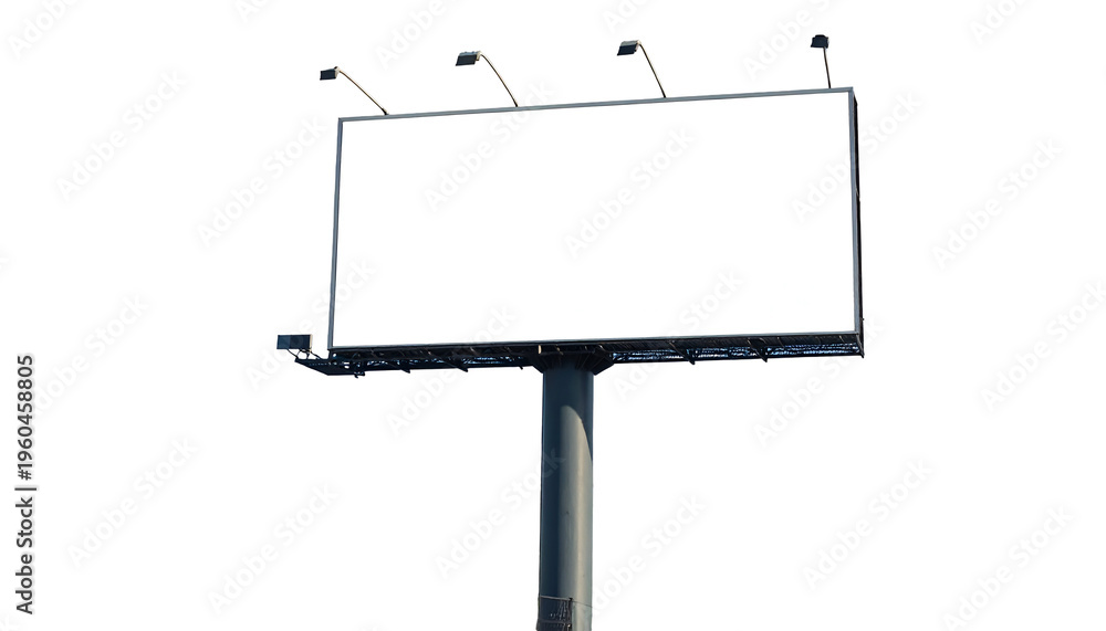 Obraz premium Large, blank, rectangular billboard towering against a black background, with overhead lights