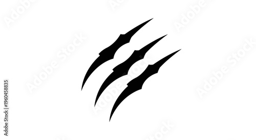 Three black claw marks on a white background.