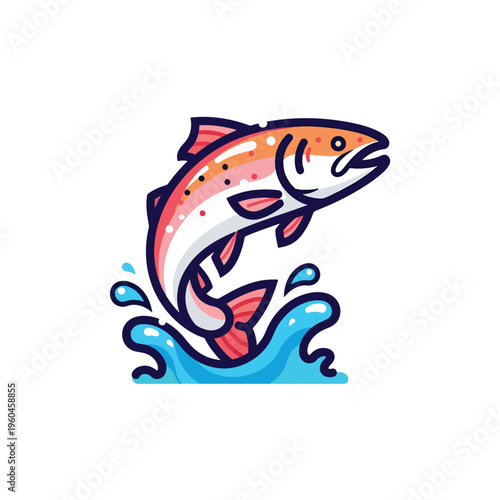 Dynamic vector illustration of a lively fish jumping out of clear water