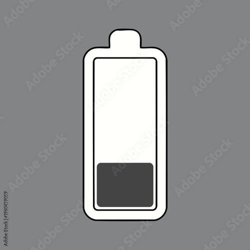 A simple battery icon with a very low charge, depicted in a minimalist, flat design