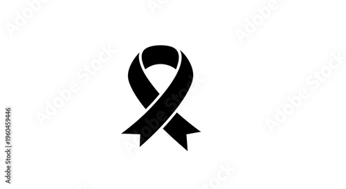 Black awareness ribbon symbol on a white background
