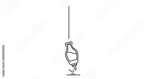 Minimalist line art illustration of a squeeze bottle dispensing liquid onto a flat surface