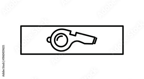 Minimalist black outline whistle icon for sports referee or alert signaling a clear simple graphic