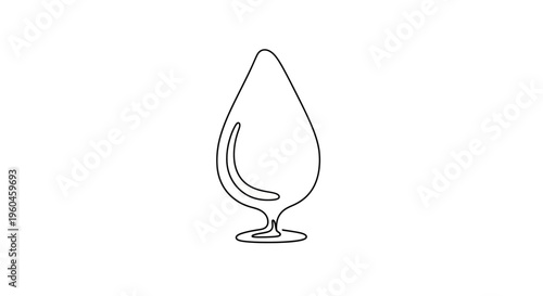 Minimalist continuous line art illustration depicting a stylized liquid drop or natural essence