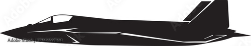 Black airplane, fighter jet, aircraft silhouette, vector plane