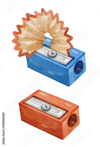 Watercolor pencil sharpener isolated on white background