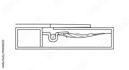 Technical line art showing efficient liquid flow mechanics within a modern plumbing setup and