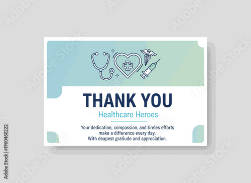 A heartfelt thank you card with medical icons and text on a colorful background