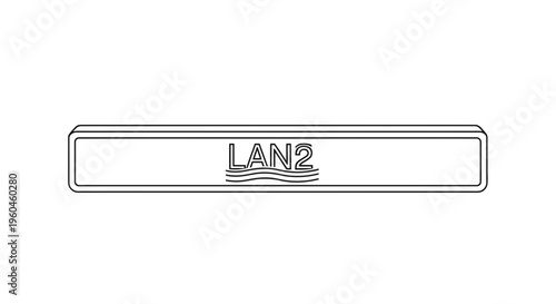 Minimalist outline icon depicting a LAN2 network port for digital connectivity concepts and data