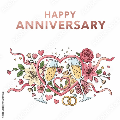 Festive Vector Poster Design Happy Anniversary Flat Illustration of Event 