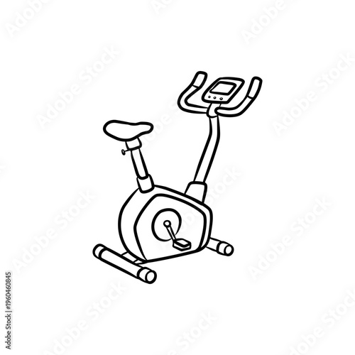 Stationary Exercise Bike Fitness Equipment Line Art Illustration