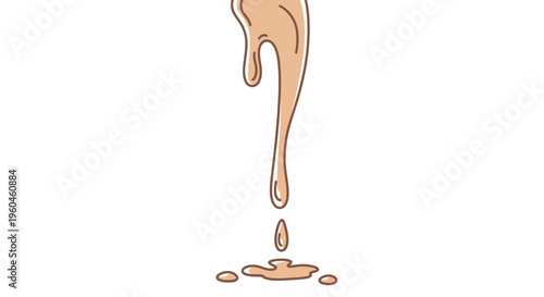 Stylized illustration of a smooth light brown substance flowing downwards and forming small puddles