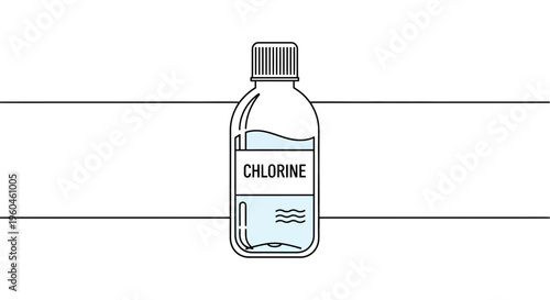 Minimalist vector illustration of a chlorine solution bottle for chemical safety