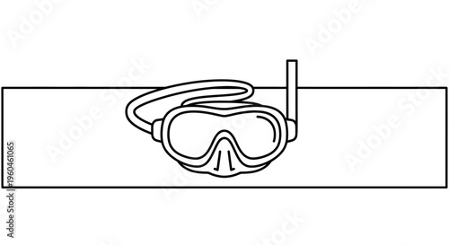 Minimalist vector drawing of essential aquatic gear for swimming and deep sea adventures