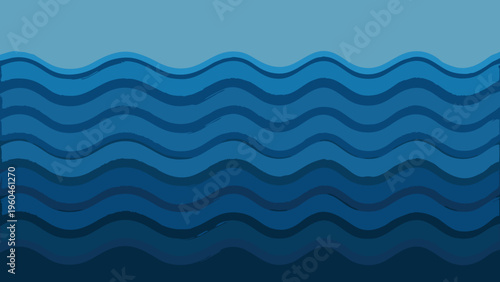 Abstract ocean waves in varying shades of blue color