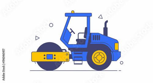 Vibrant Blue Roller Vehicle For Construction And Roadwork Projects