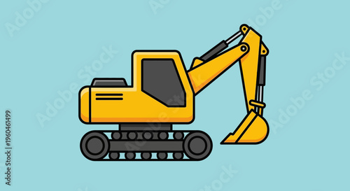 Yellow Excavator Machine Construction Heavy Equipment