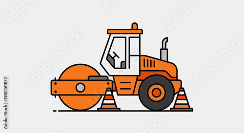 Vibratory Compactor Machine Construction Vehicle Vector Graphic Illustration