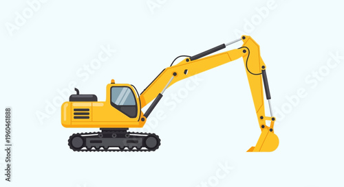 Yellow Excavator Construction Heavy Machine Equipment Digging Tool