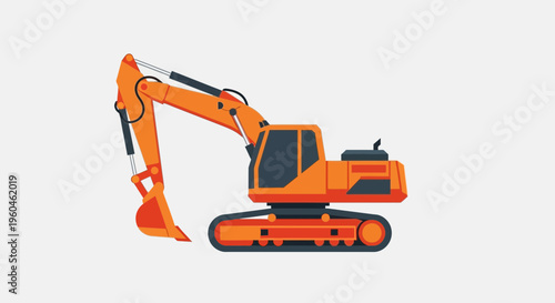 Vibrant Orange Excavator Machine Ready For Construction Tasks