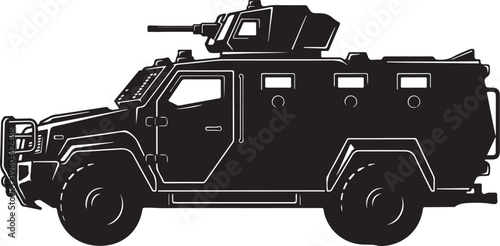 Military armored vehicle, black tactical truck, armored car, combat transport