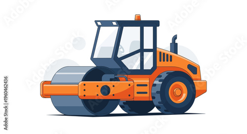 Vibrant Road Roller Machine Illustrating Construction Equipment