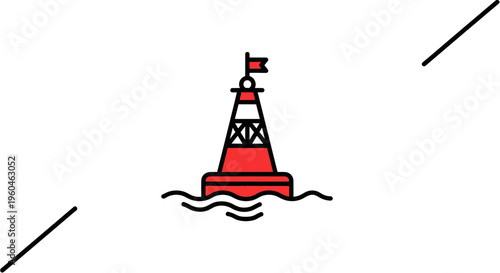 Minimalist maritime navigation buoy icon illustration on white background for safe passage and