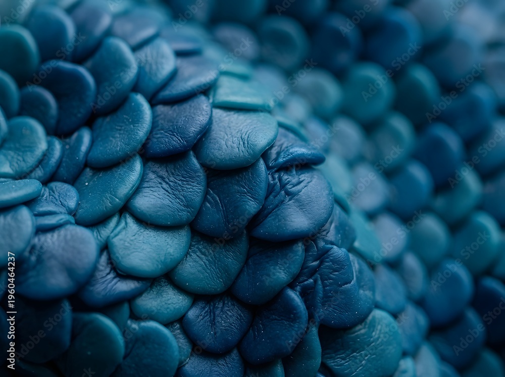 Fototapeta premium A close-up view of a textured, scale-like pattern in varying shades of blue