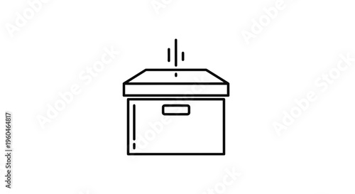 Minimalist line icon illustrating a box with a slot, symbolizing input, donation, voting, or