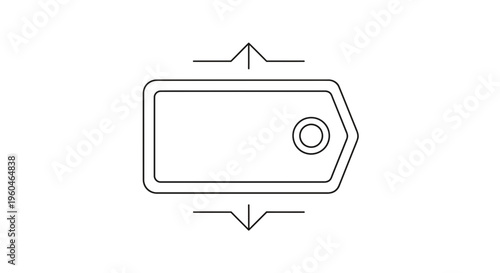 Minimalist line art illustration of an e-commerce price tag with arrow focus element