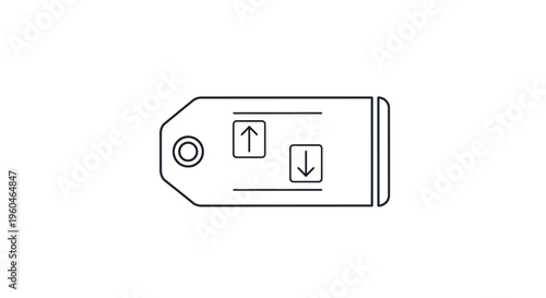 Streamlined Vector Line Art of a Merchandise Tag Illustrating Stock Quantity Adjustments and Price