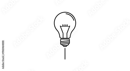 Minimalist outline of a classic incandescent lightbulb representing new ideas and intelligent
